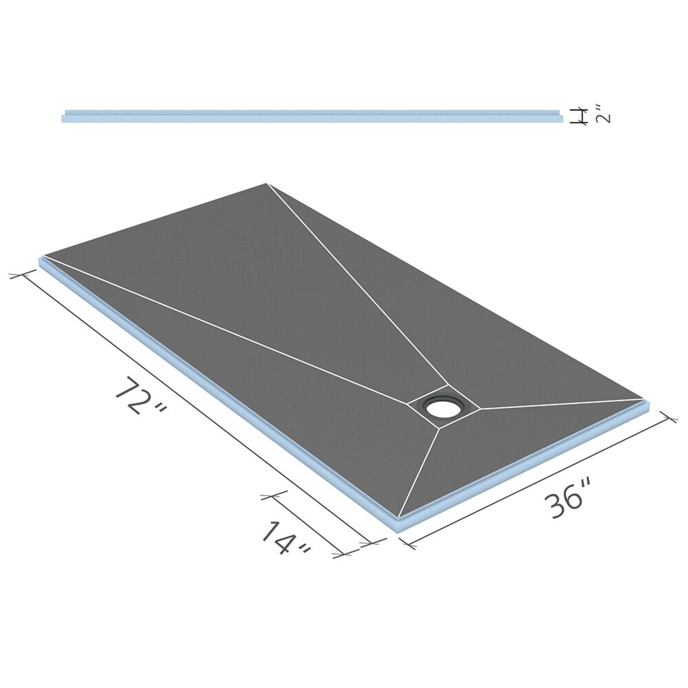 Wedi Fundo Primo Curbed Shower Pan (Base) w/ Click and Seal Drain Unit