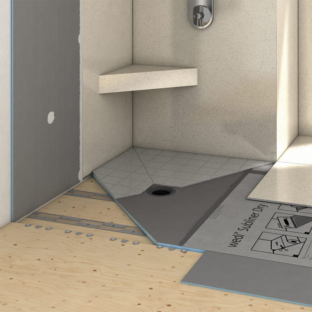 Wedi Fundo Ligno Curbless Shower Pan (Base) w/ Click and Seal Drain Unit