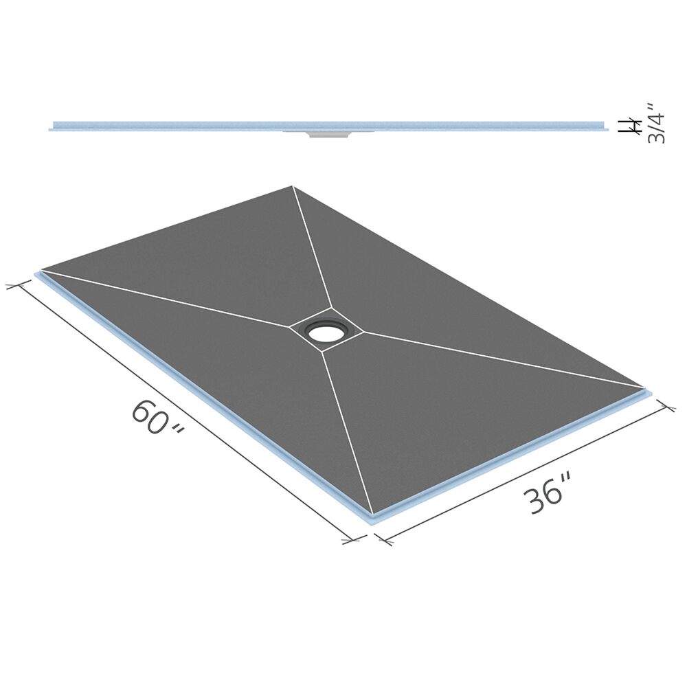 Wedi Fundo Ligno Curbless Shower Pan (Base) w/ Click and Seal Drain Unit