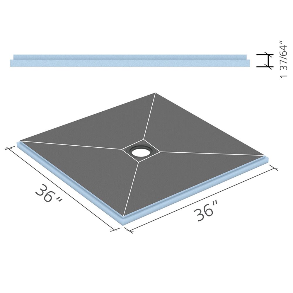 Wedi Fundo Primo Curbed Shower Pan (Base) w/ Click and Seal Drain Unit